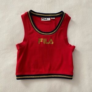 Red Fila sports crop top